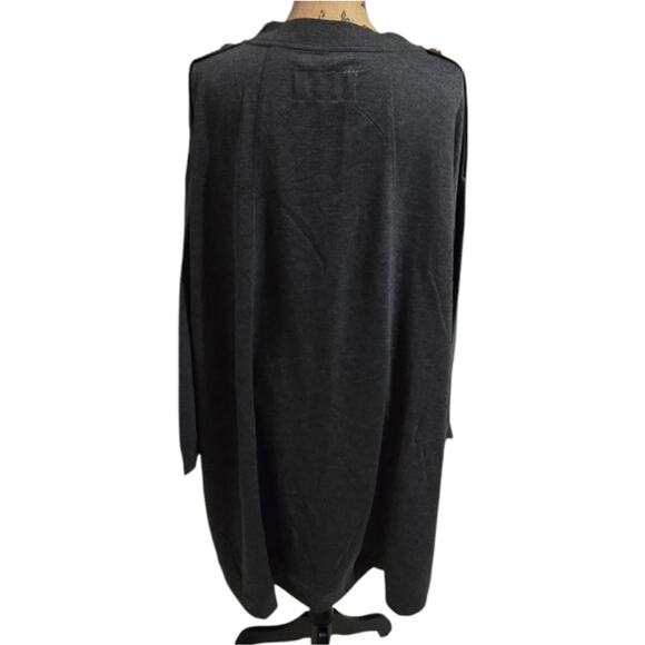 Sweatshirt Project Cozy Gray High Low Button-Shoulder Top Tunic Plus Size 2X New - Picture 4 of 8